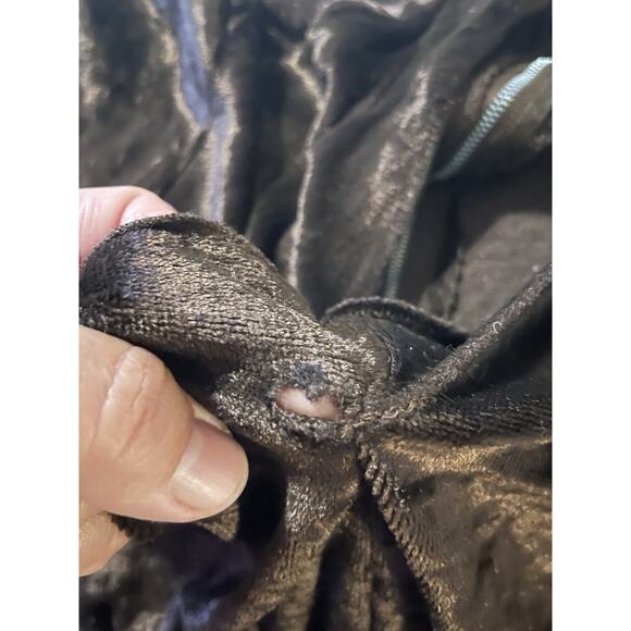 Vintage 70s Brown Crushed Velvet Maxi Hostess Dress V-Neck Empire Waist S/M - Picture 9 of 14